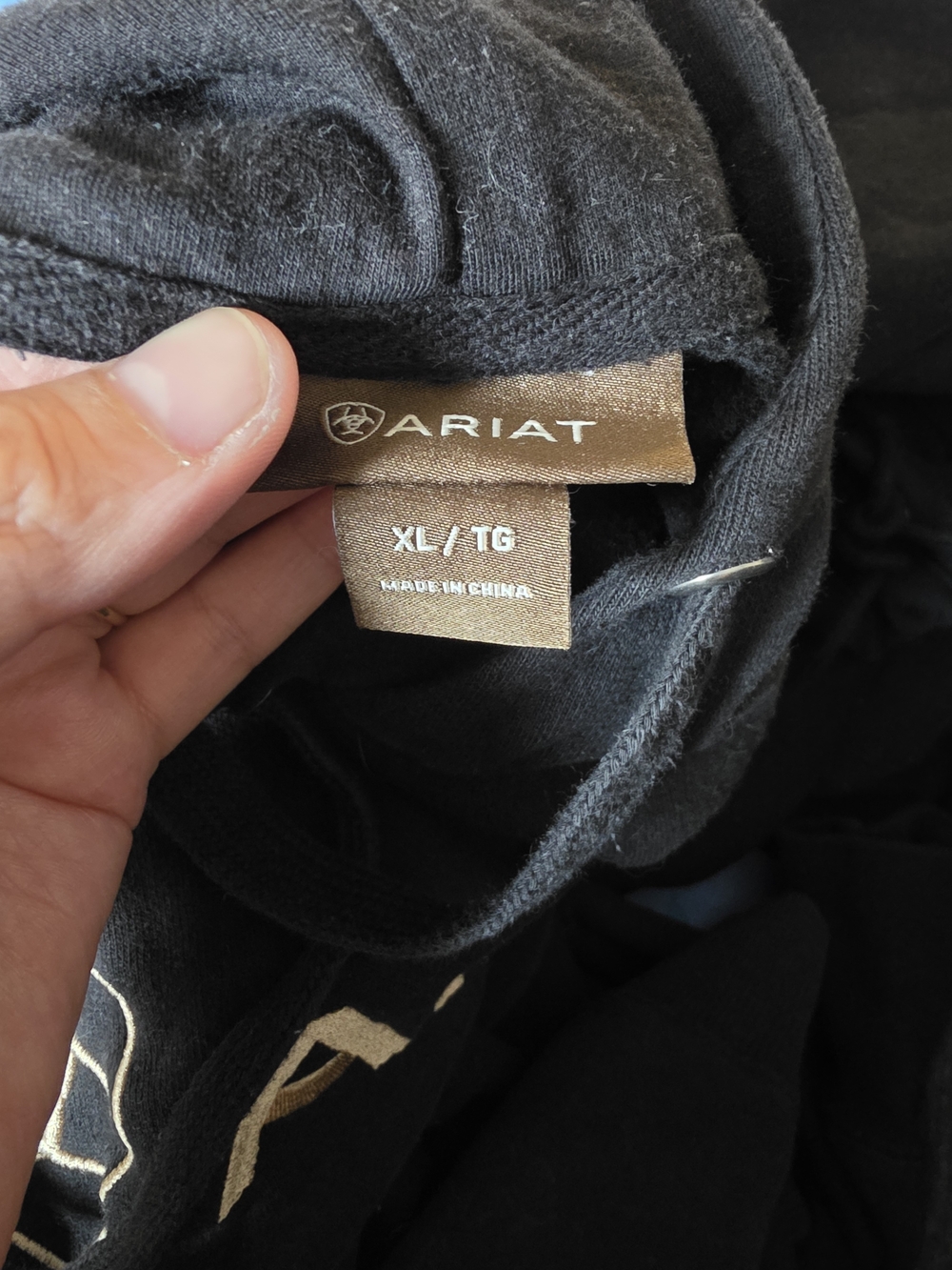 Ariat Black Hoodie with Cream Logo - Picture 3 of 3